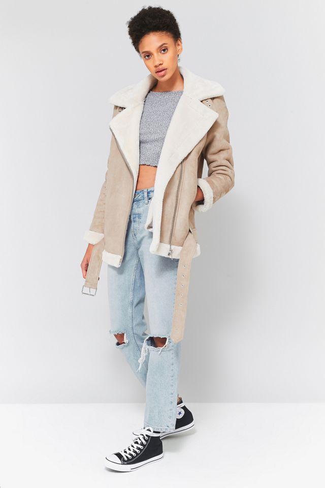 Light Before Dark Shearling Suedette Biker Jacket #5