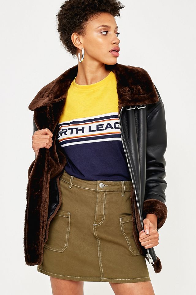 Light Before Dark Faux Leather Shearling Lined Aviator Jacket #1