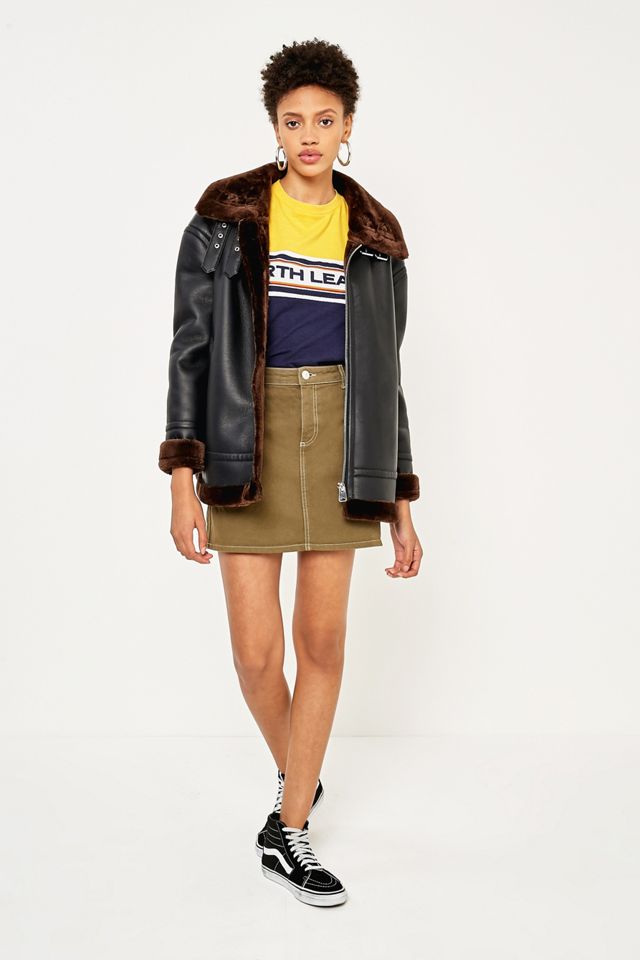 Light Before Dark Faux Leather Shearling Lined Aviator Jacket #3