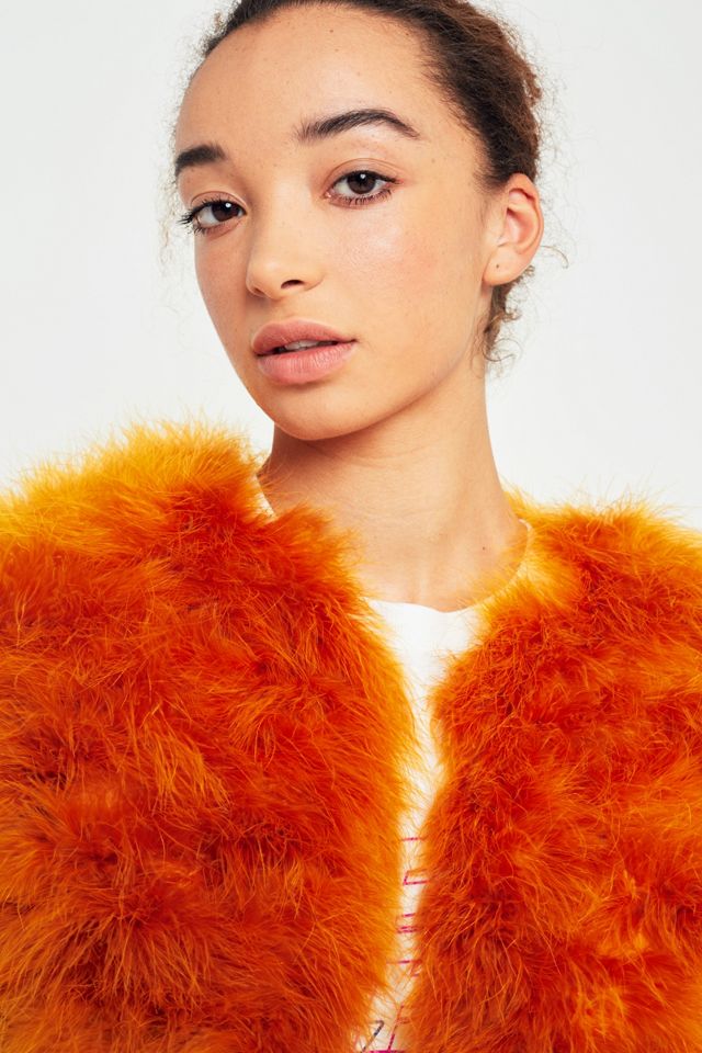 Light Before Dark Orange Marabou Faux Fur Jacket #2