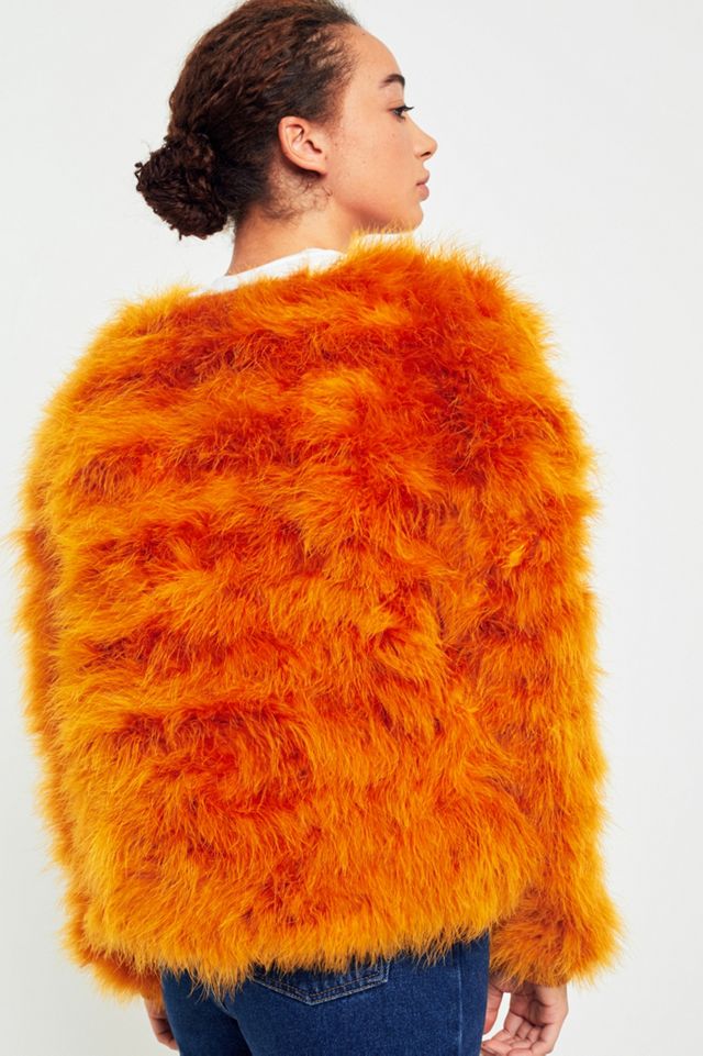 Light Before Dark Orange Marabou Faux Fur Jacket #3