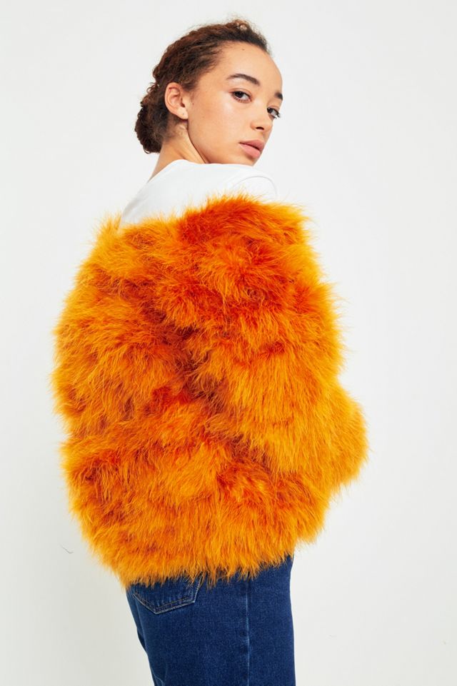 Light Before Dark Orange Marabou Faux Fur Jacket #5