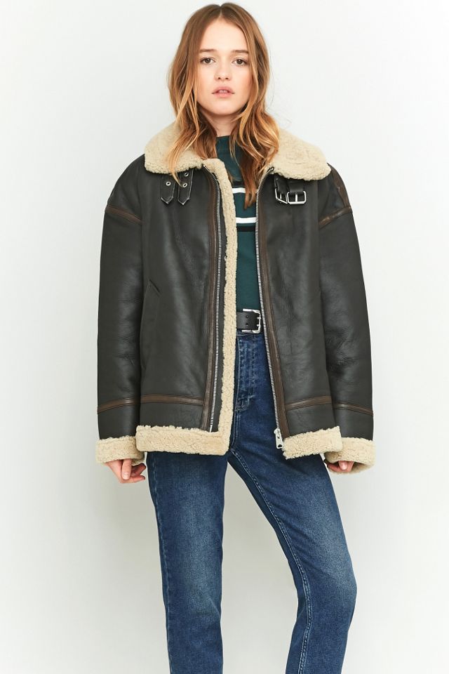 Light Before Dark Sheepskin and Brown Leather Jacket #1