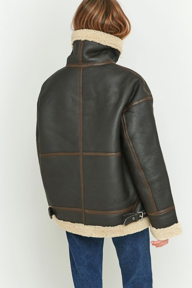 Light Before Dark Sheepskin and Brown Leather Jacket #4