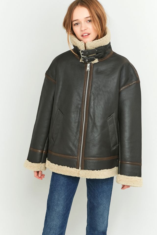 Light Before Dark Sheepskin and Brown Leather Jacket #5