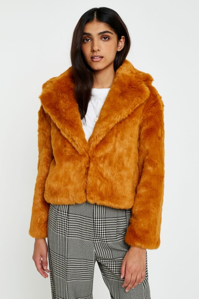 UO Cropped Faux Fur Jacket