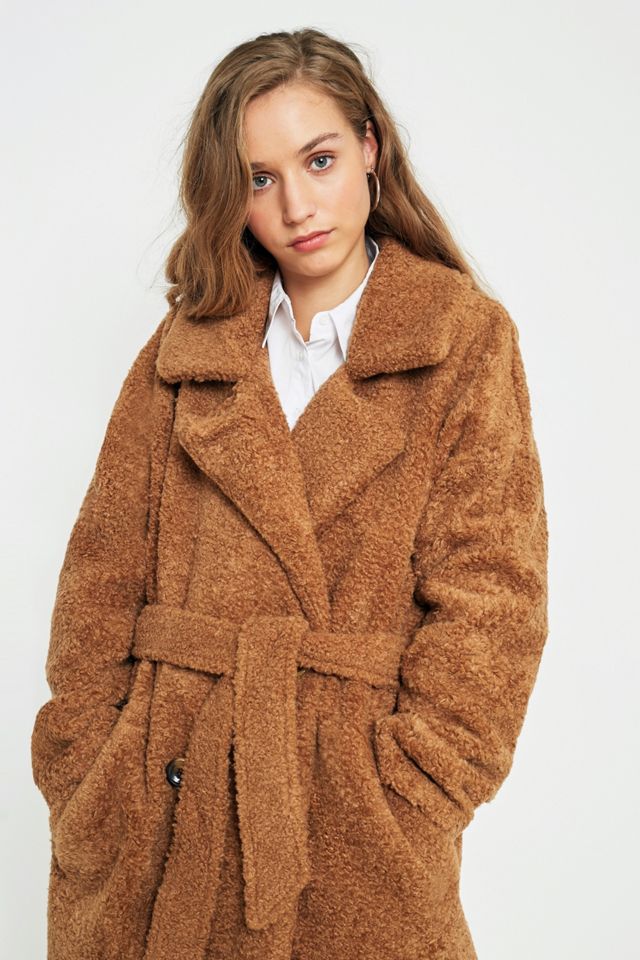 Light Before Dark Camel Belted Teddy Coat #1