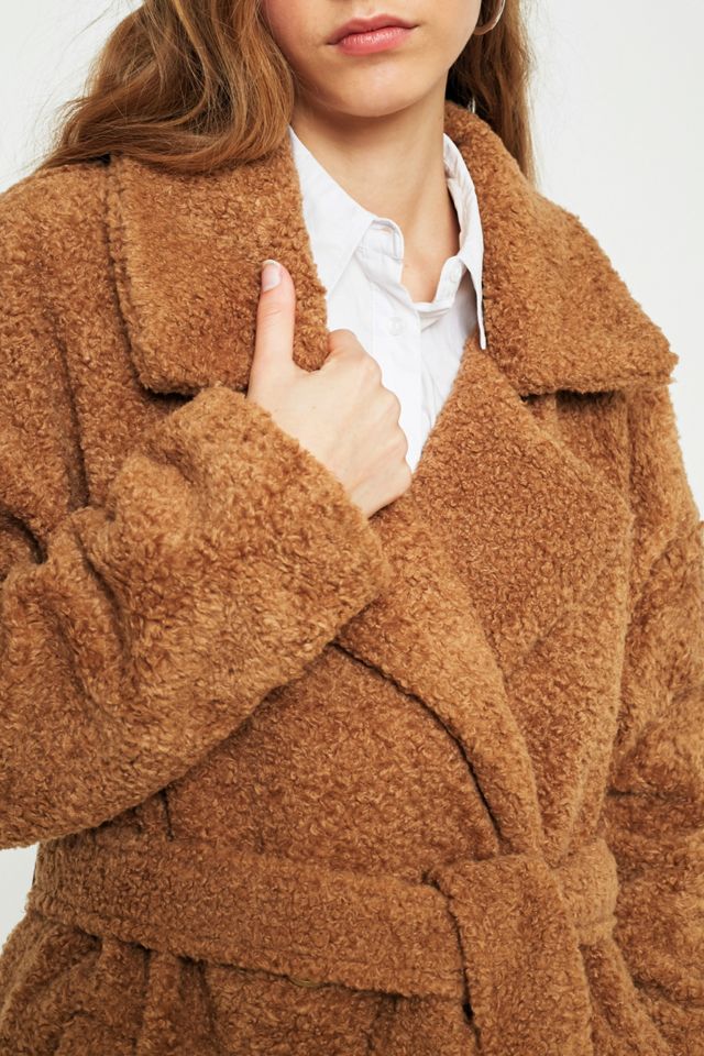 Light Before Dark Camel Belted Teddy Coat #3