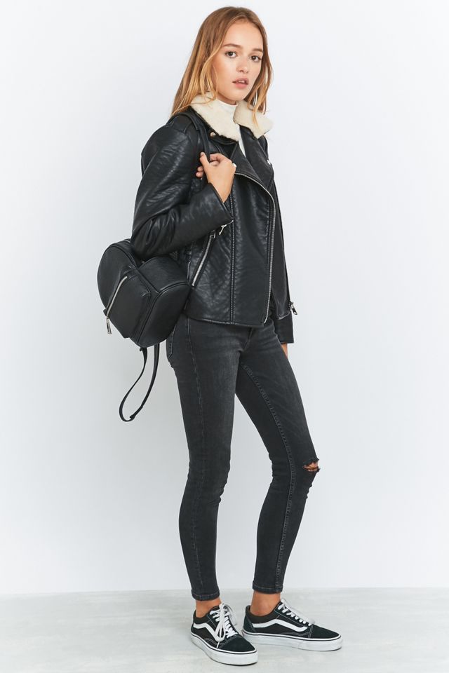 BDG &ndash; Bikerjacke in Schwarz mit Pelzkragen #2