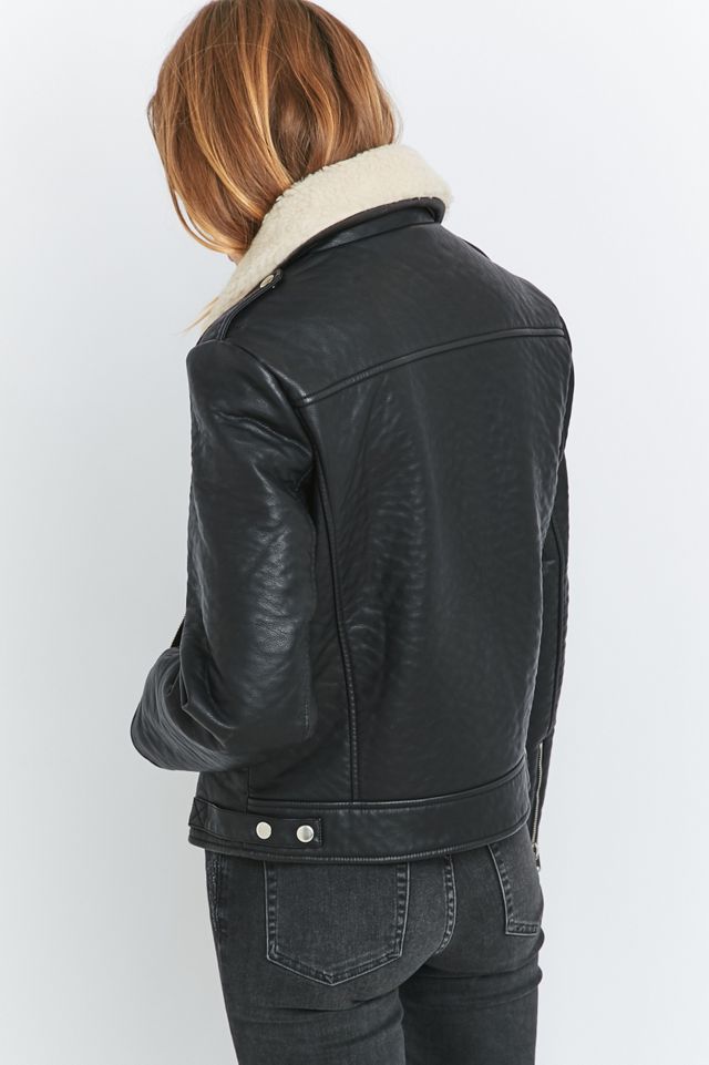 BDG &ndash; Bikerjacke in Schwarz mit Pelzkragen #4