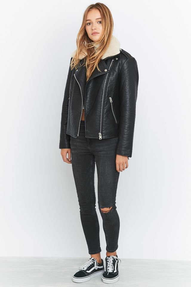 BDG &ndash; Bikerjacke in Schwarz mit Pelzkragen #5