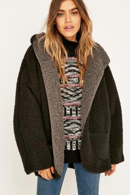 urban outfitters teddy jacket reversible