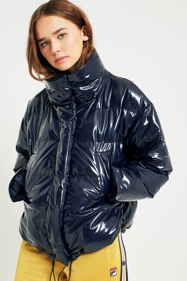 Light Before Dark Navy Vinyl Puffer Jacket #3