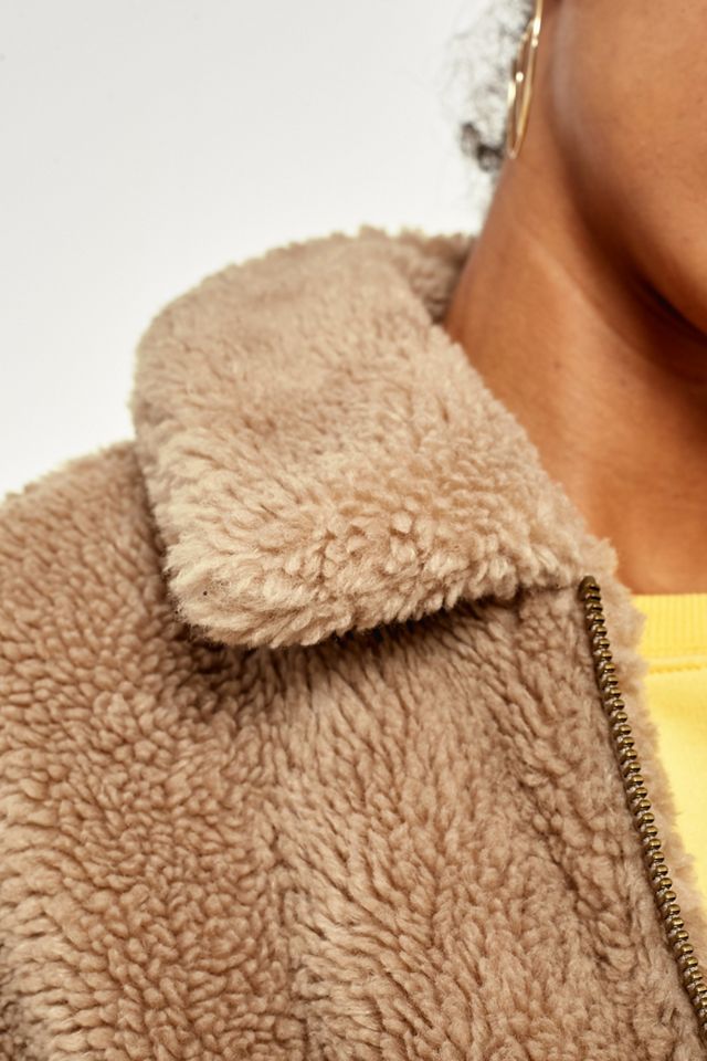 Light Before Dark Camel Teddy Zip-Through Jacket #2
