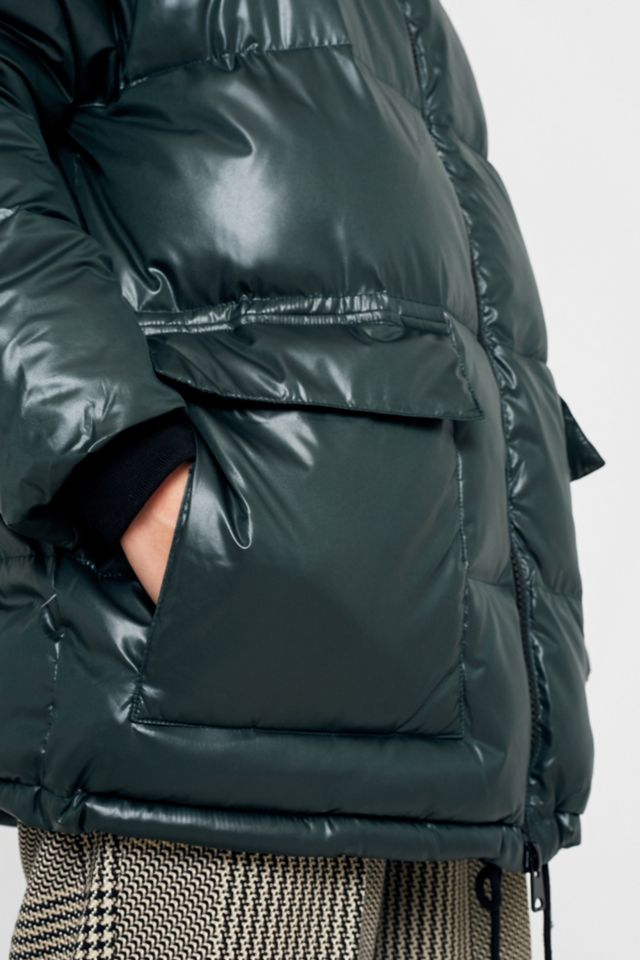 Light Before Dark Green Wet Look Puffer Jacket #2