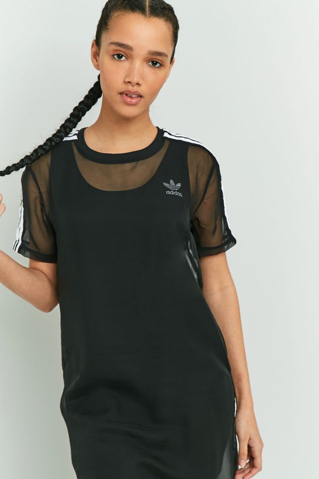 adidas Originals 3 Stripe Sheer Midi Abito #1