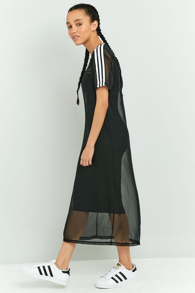 adidas Originals 3 Stripe Sheer Midi Abito #4