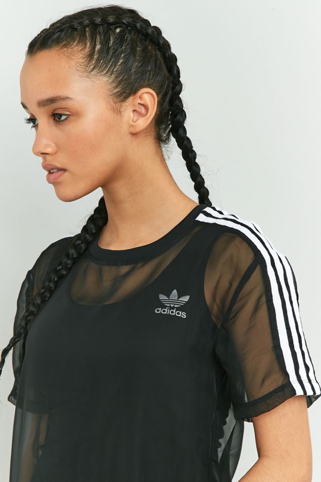 adidas Originals 3 Stripe Sheer Midi Abito #5