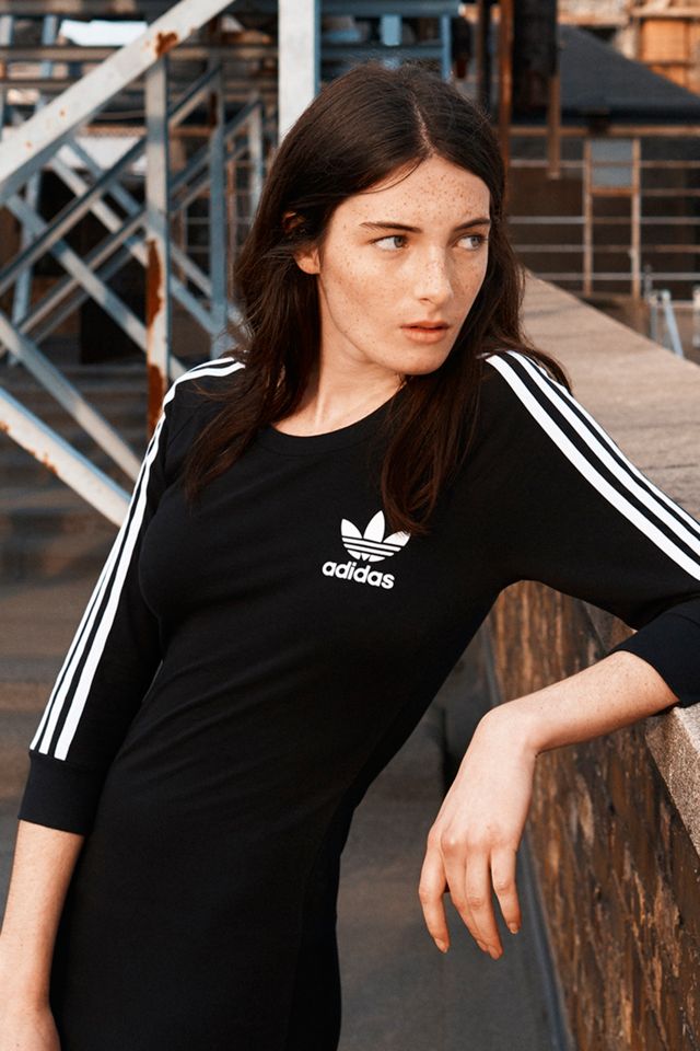 adidas Vestido Midi Negro de Tres Rayas #1