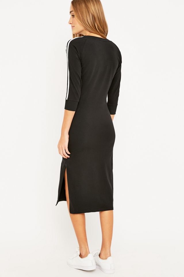 adidas Vestido Midi Negro de Tres Rayas #4