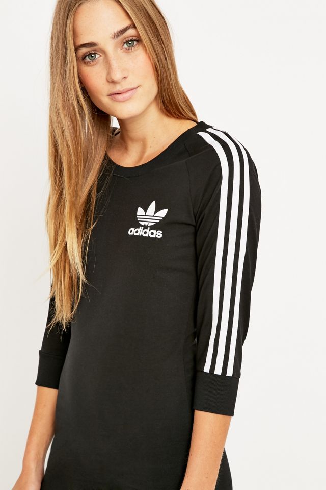adidas Vestido Midi Negro de Tres Rayas #5
