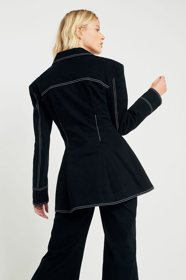 Fleamadonna Contrast-Stitching Shoulder Pad Button-Front Jacket #4