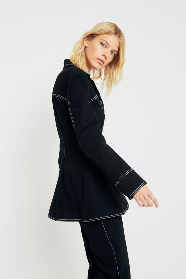 Fleamadonna Contrast-Stitching Shoulder Pad Button-Front Jacket #5