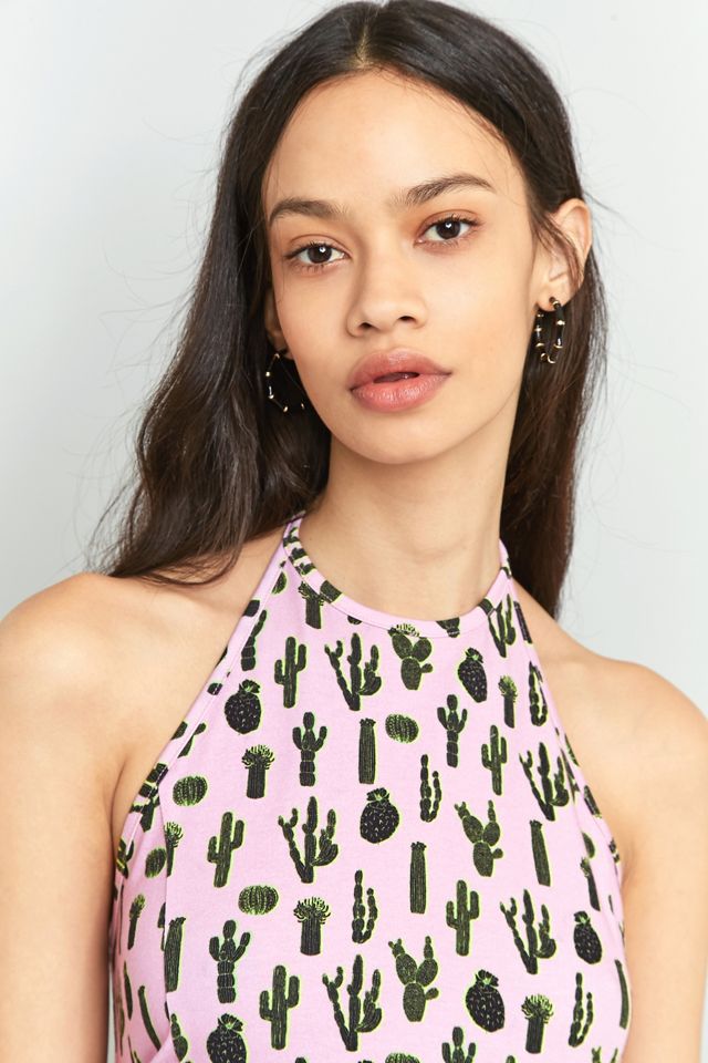 Illustrated People Pink Cactus Halter Dress #5