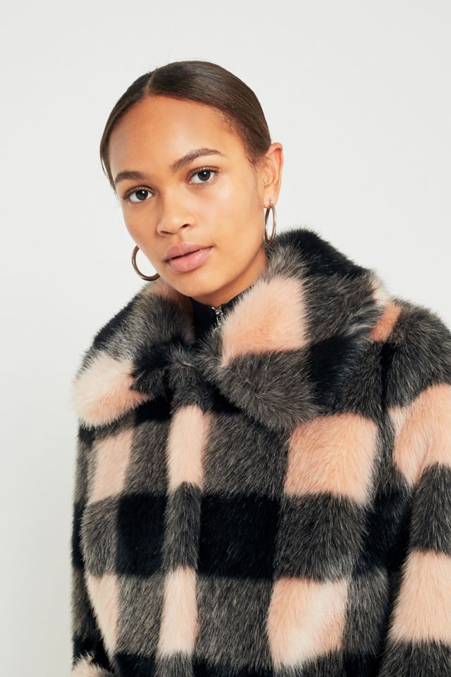 Jakke Tammy Pink Checked Faux Fur Jacket #2