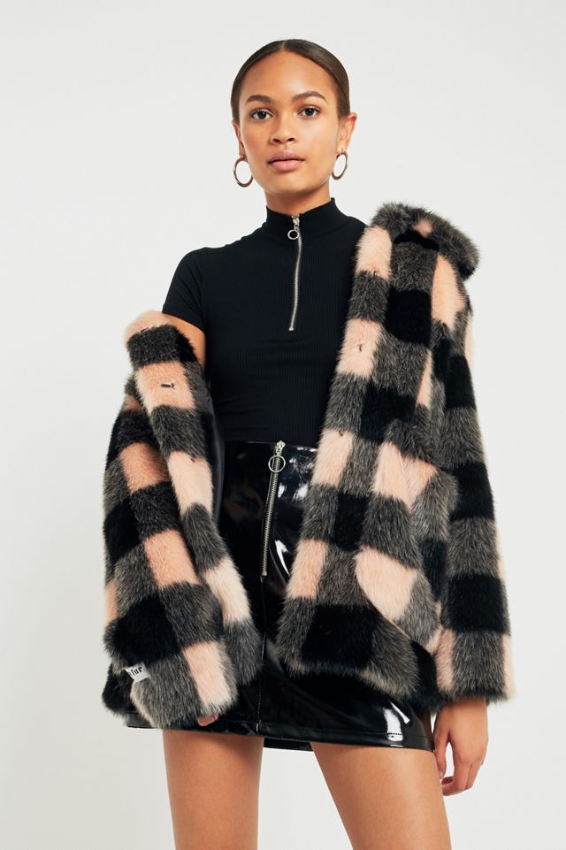 Jakke Tammy Pink Checked Faux Fur Jacket #3