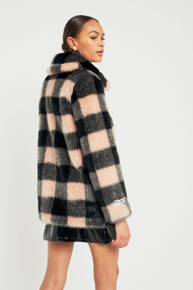 Jakke Tammy Pink Checked Faux Fur Jacket #4