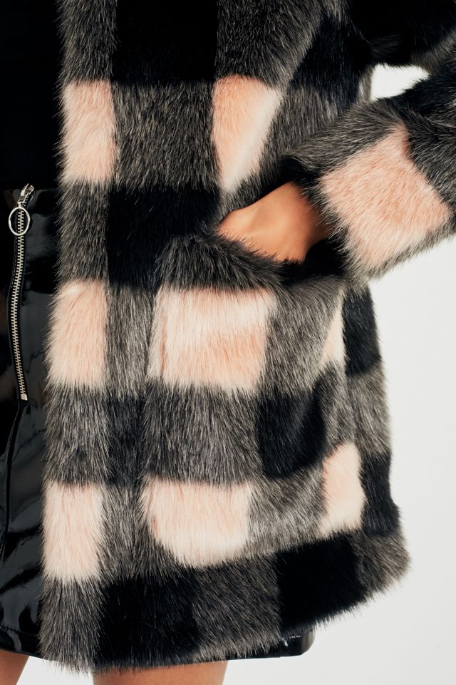 Jakke Tammy Pink Checked Faux Fur Jacket #5
