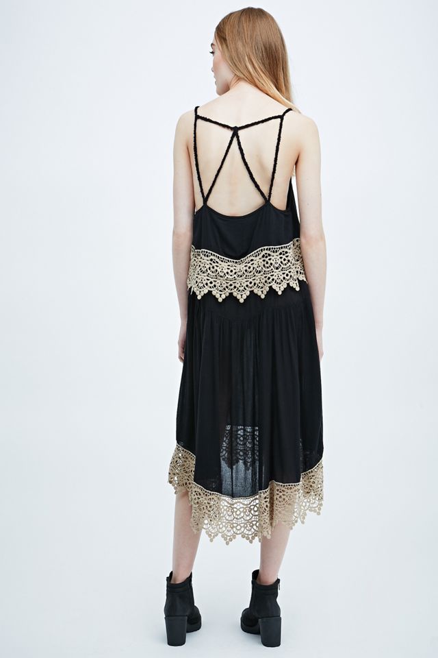 Free People Crochet Panel Slip Dress in Black #1