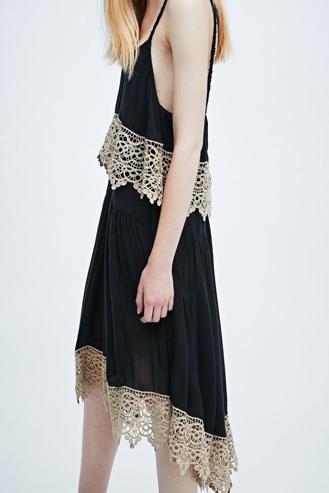 Free People Crochet Panel Slip Dress in Black #2