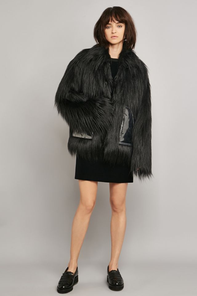 MM6 - Veste courte en fausse fourrure noire #4