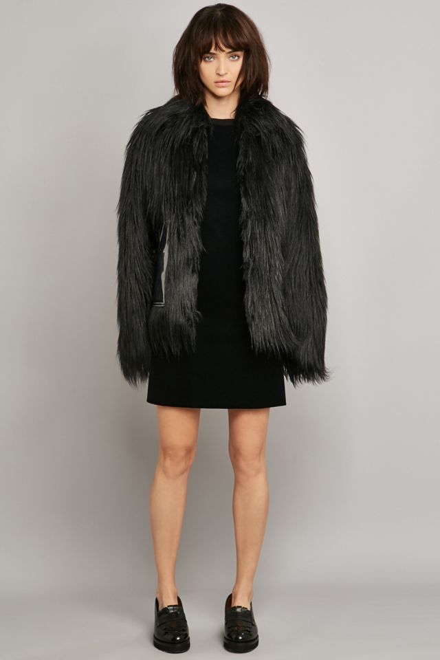 MM6 - Veste courte en fausse fourrure noire #5