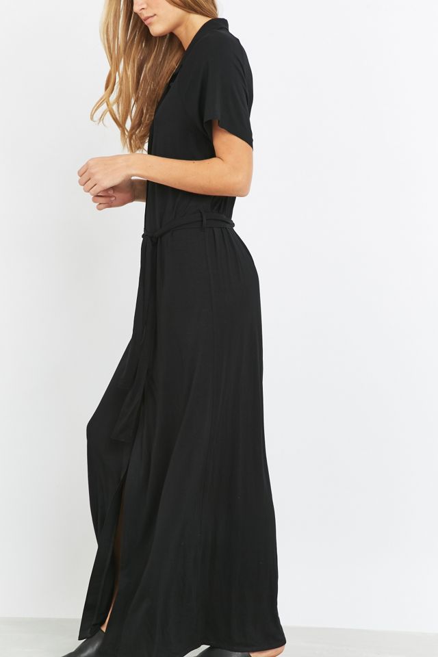 Denim Nina Maxi Black Shirt Dress Urban Outfitters UK