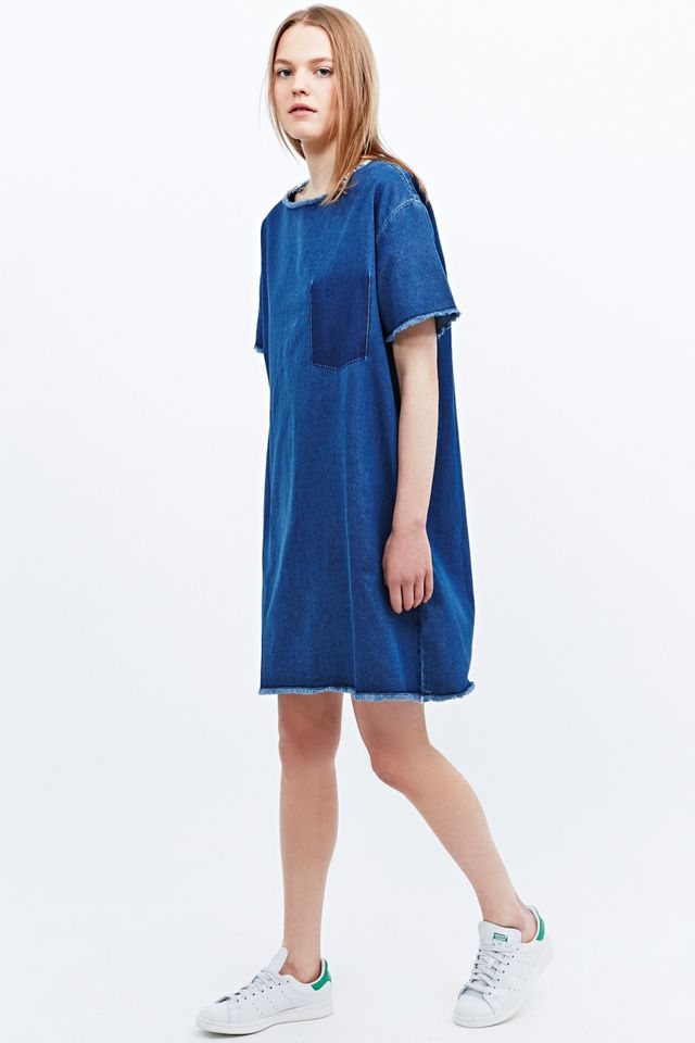 won hundred denim dress Won Hundred Blur Raw Edge Denim Dress in Blue
