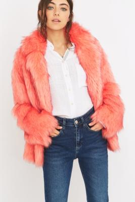 urban outfitters pink fur jacket