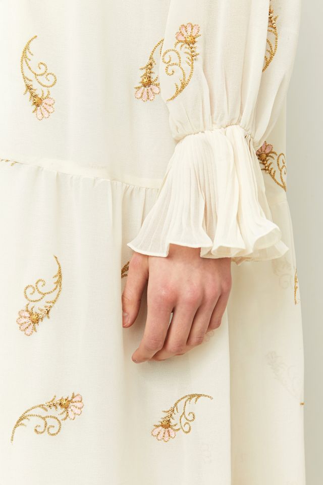 Manoush Oversized Vestido Midi Crema Floral Bordado #2