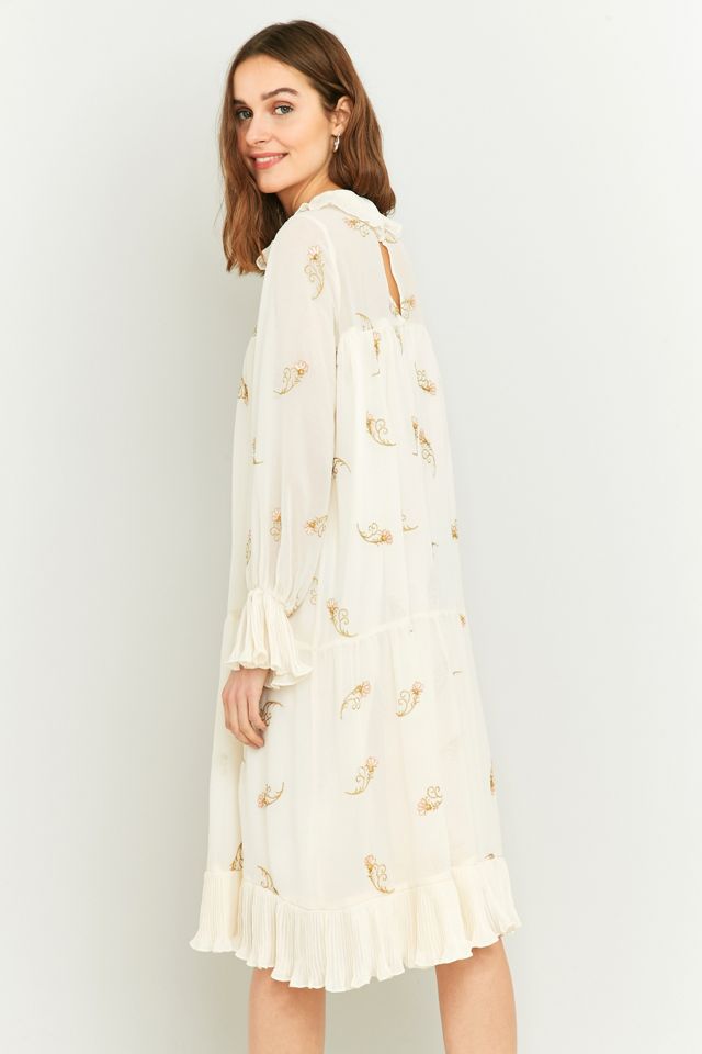 Manoush Oversized Vestido Midi Crema Floral Bordado #3