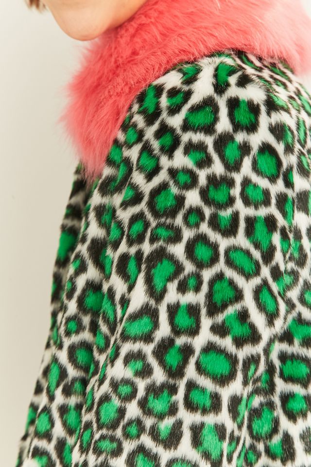 Manoush Leopard Print Faux-Fur Swing Jacket | Urban Outfitters UK