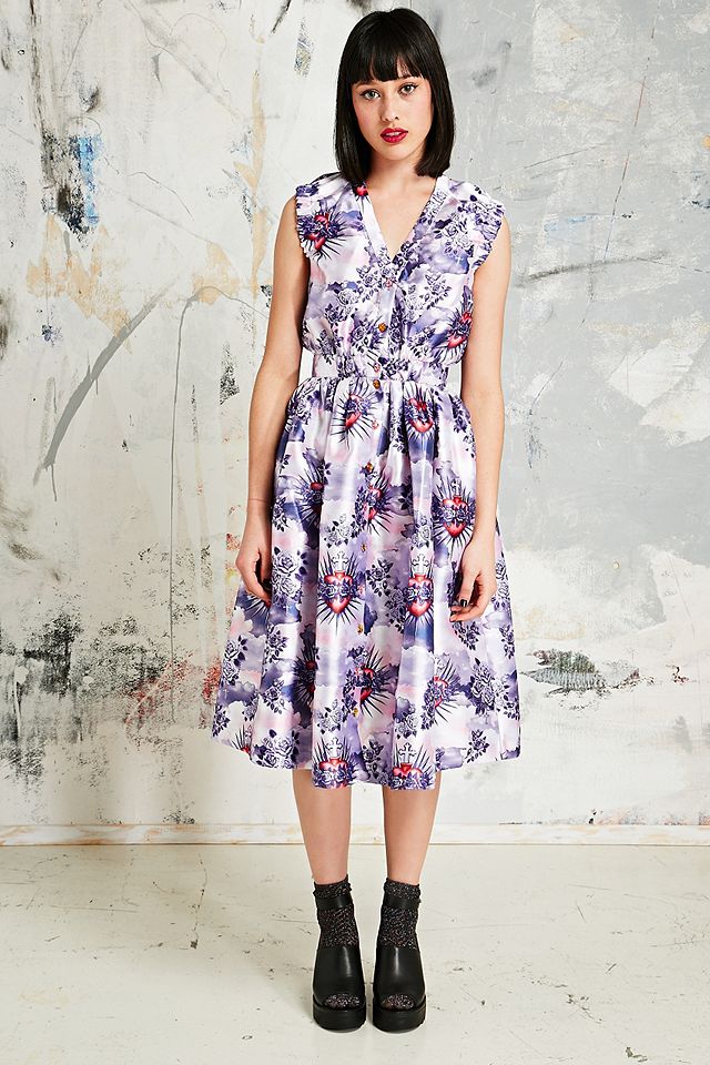 House of Holland Alcy Print Dress in Lilac | Urban Outfitters UK