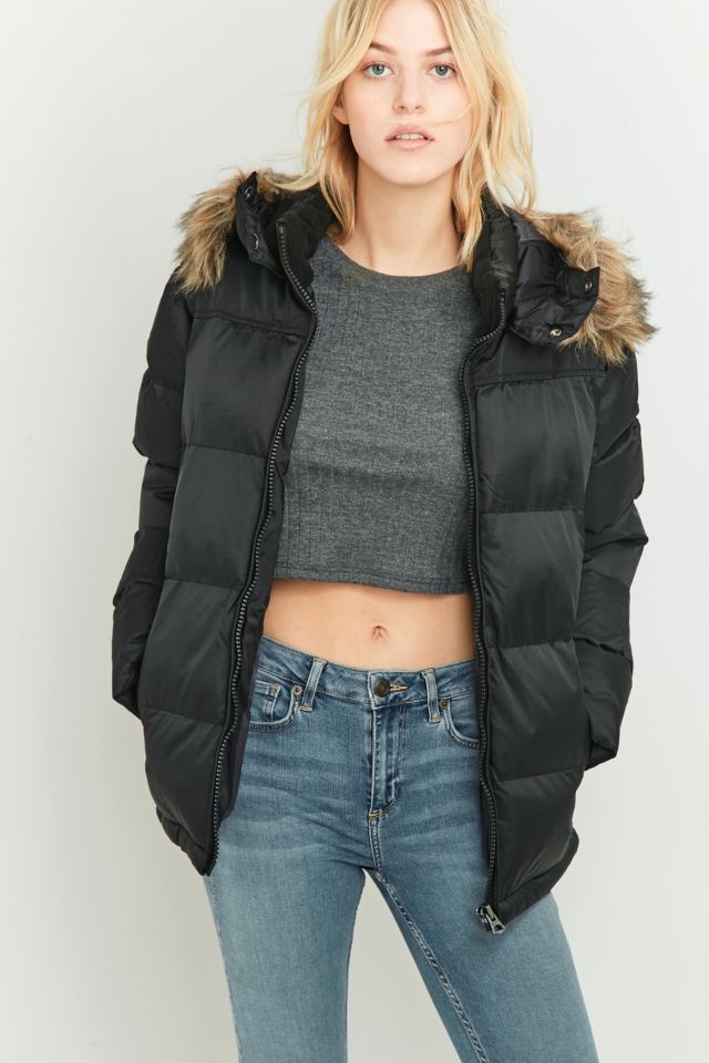 Schott NYC Black Padded Puffer Jacket | Urban Outfitters UK