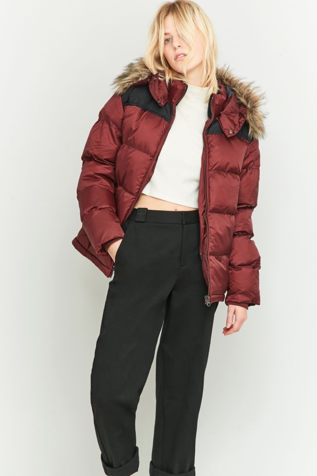 Schott NYC Maroon Padded Puffer Jacket | Urban Outfitters UK