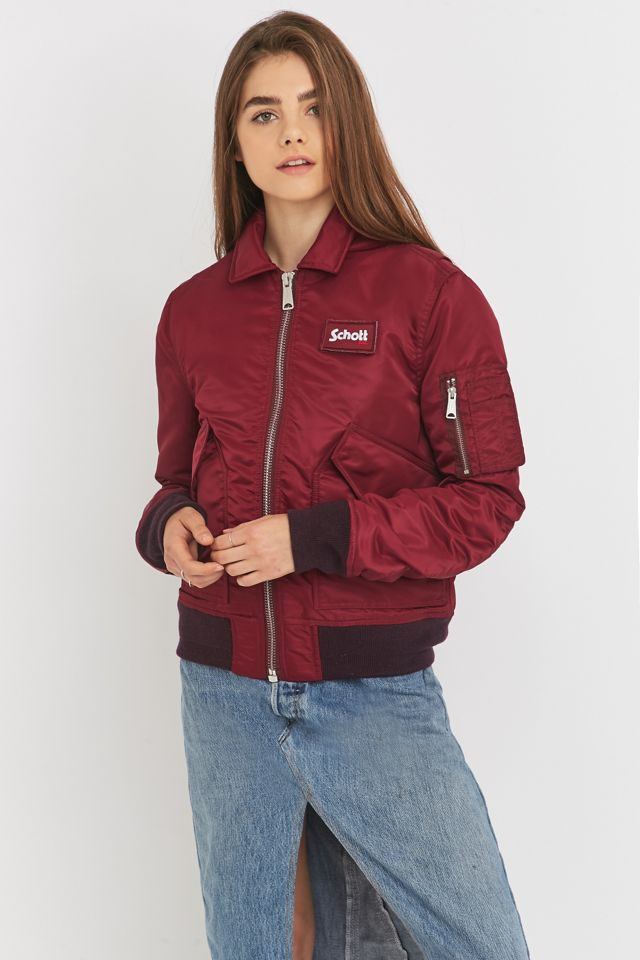Schott NYC Maroon Bomber Jacket #1