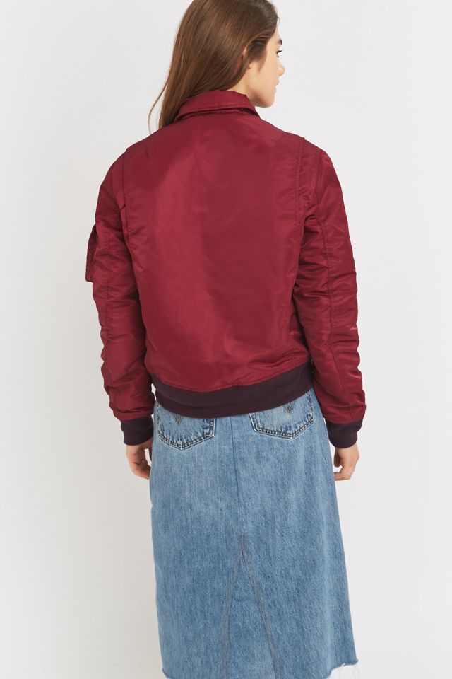 Schott NYC Maroon Bomber Jacket #3