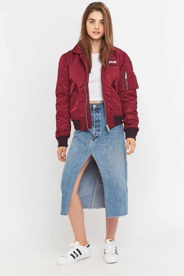 Schott NYC Maroon Bomber Jacket #4