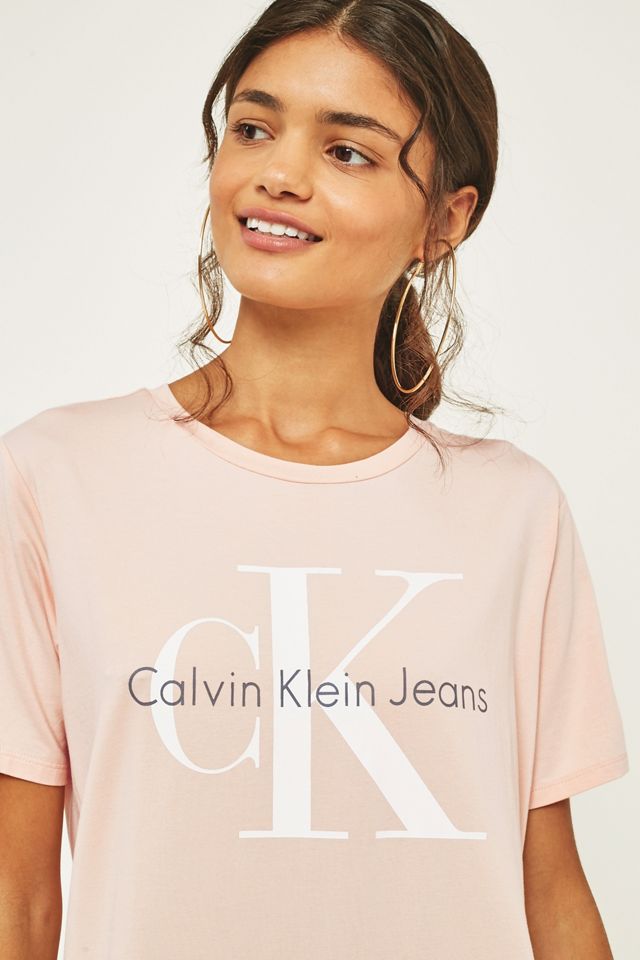 calvin klein t shirt dress pink Calvin Klein Kids logo-print T-shirt Dress | Pink