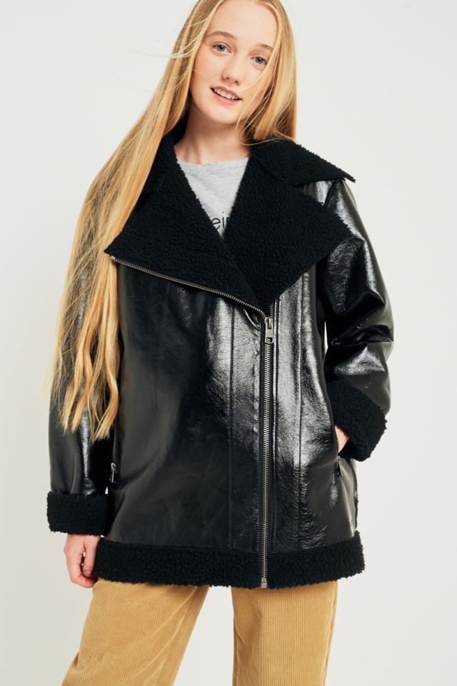 Calvin Klein Coated Faux Shearling Jacket | Urban Outfitters UK